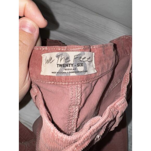 We The Free People Pants Womens 26 (26x26) Pink Corduroy Mid Rise Skinny Raw Hem - Picture 5 of 10